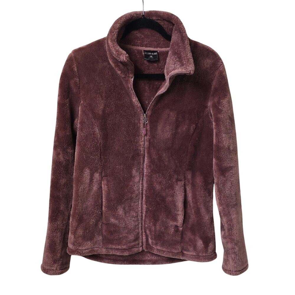 32 Degrees Heat Plush Plum Faux Fur Full Zip Jacket Womens Size Small